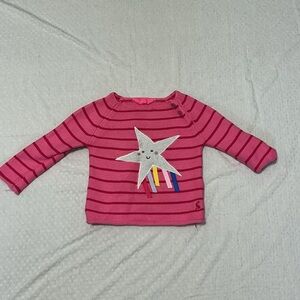 Joules Pink Striped Long Sleeve Star Shirt 18m